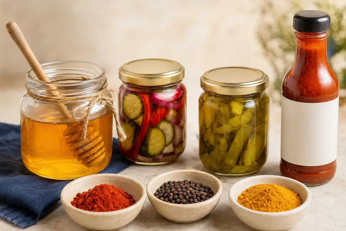 Local honey, pickles, spices and artisan sauces from specialty food vendors